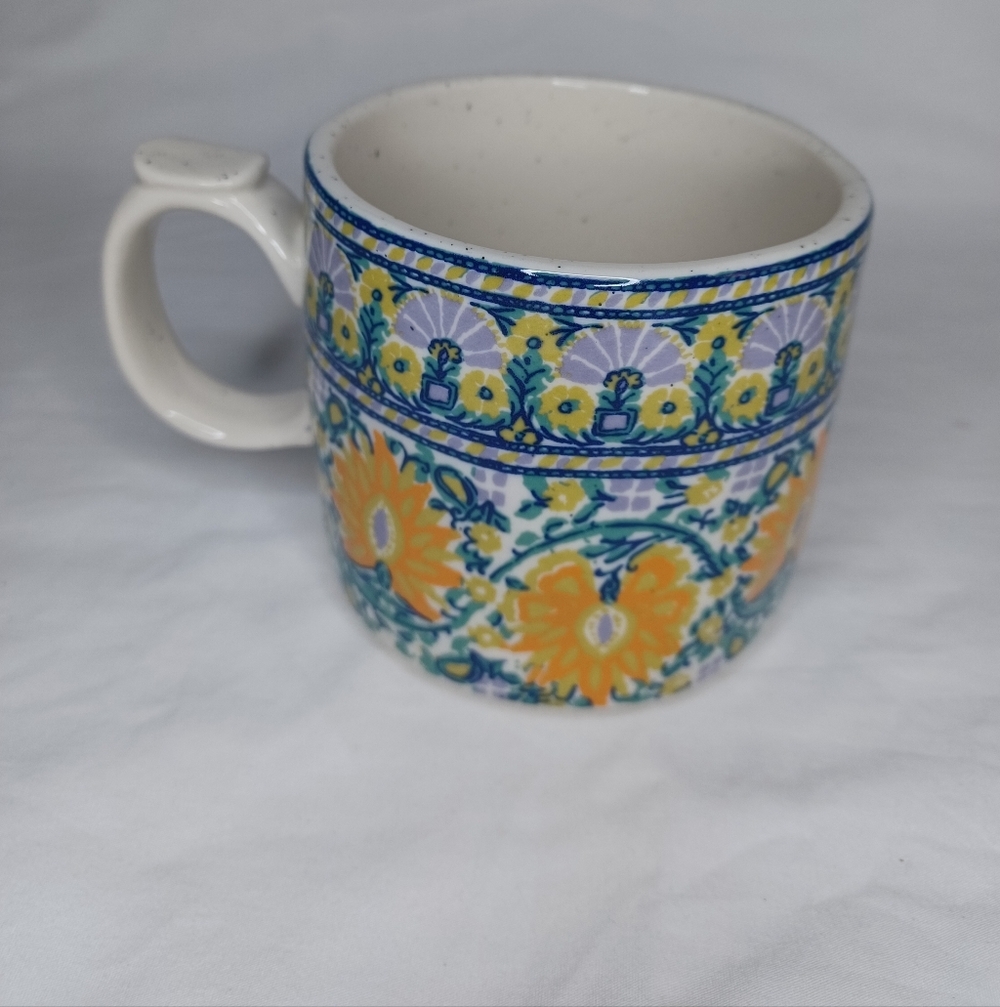 Anthropologie Blue Monogram Mug With Floral Design - Picture 2 of 6